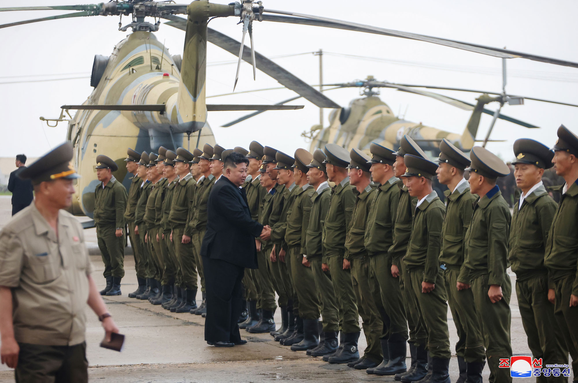 President of State Affairs <nobr><span style="font-size:110%;">Kim Jong Un</span></nobr> inspects flood-hit areas in city of Sinuiju and Uiju County of North Phyongan Province