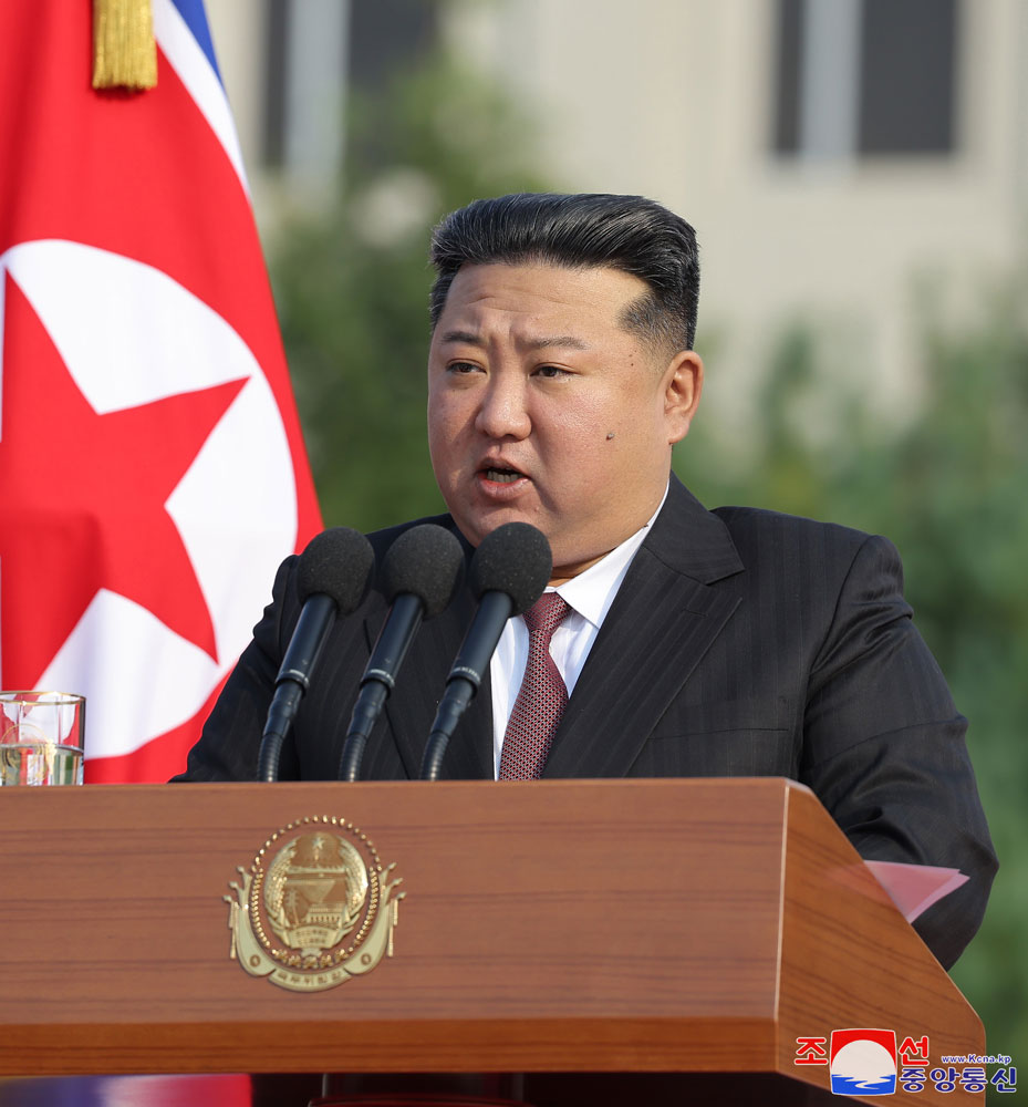 Speech made by President of State Affairs <nobr><span style="font-size:110%;">Kim Jong Un</span></nobr> at congratulatory visit to <nobr><span style="font-size:110%;">Kim Jong Un</span></nobr> University of National Defence