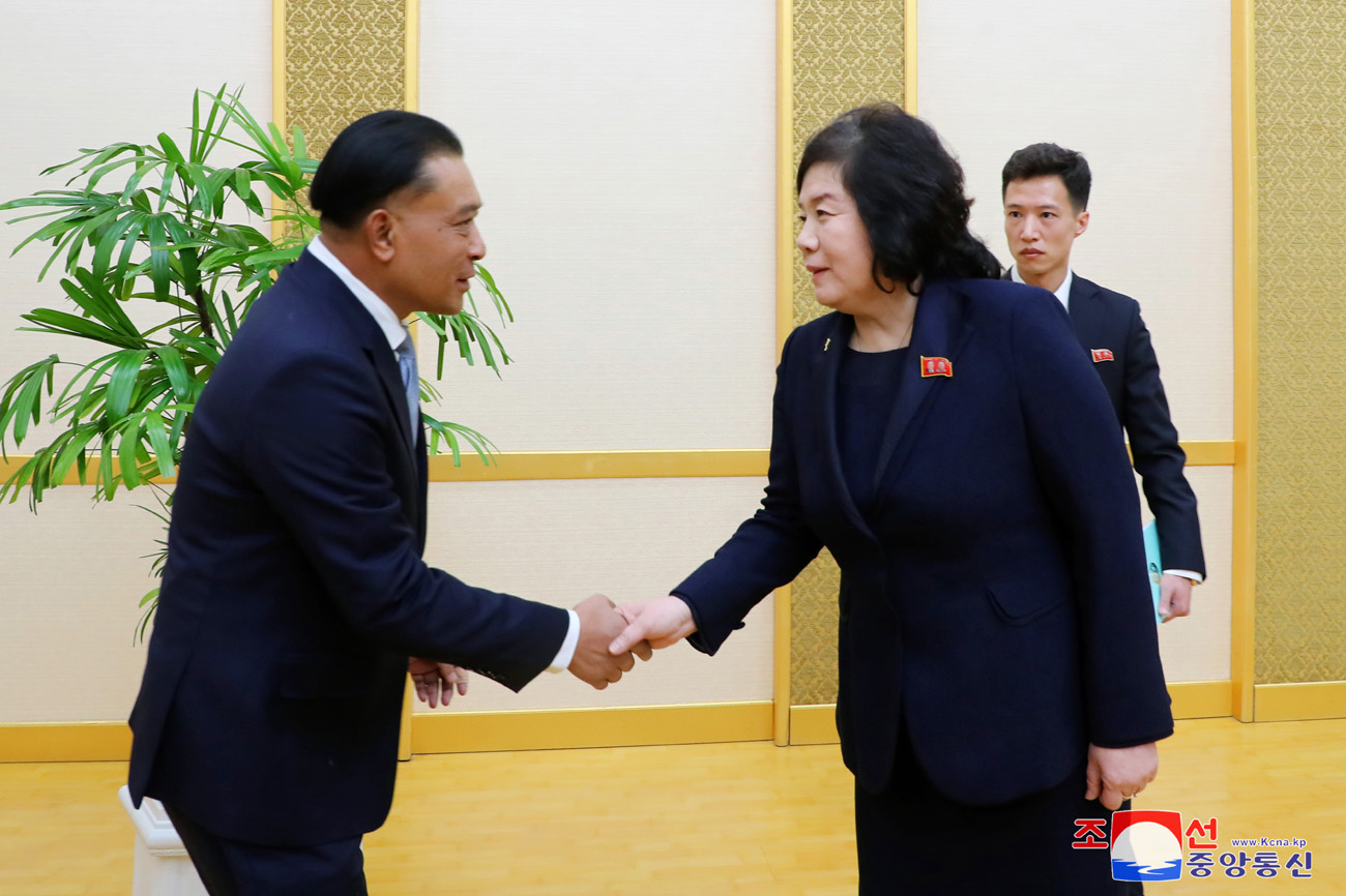 Choe Son Hui meets delegation of Lao FM