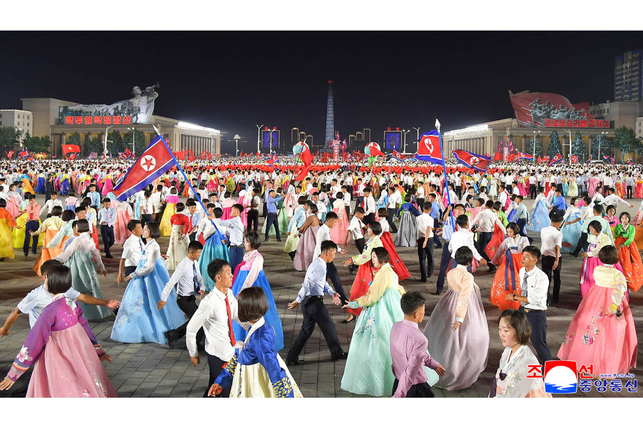 Evening gala of youth and students in Pyongyang held and fireworks set off to celebrate V-Day