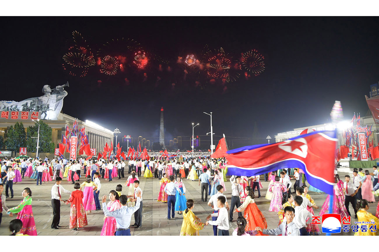 Evening gala of youth and students in Pyongyang held and fireworks set off to celebrate V-Day