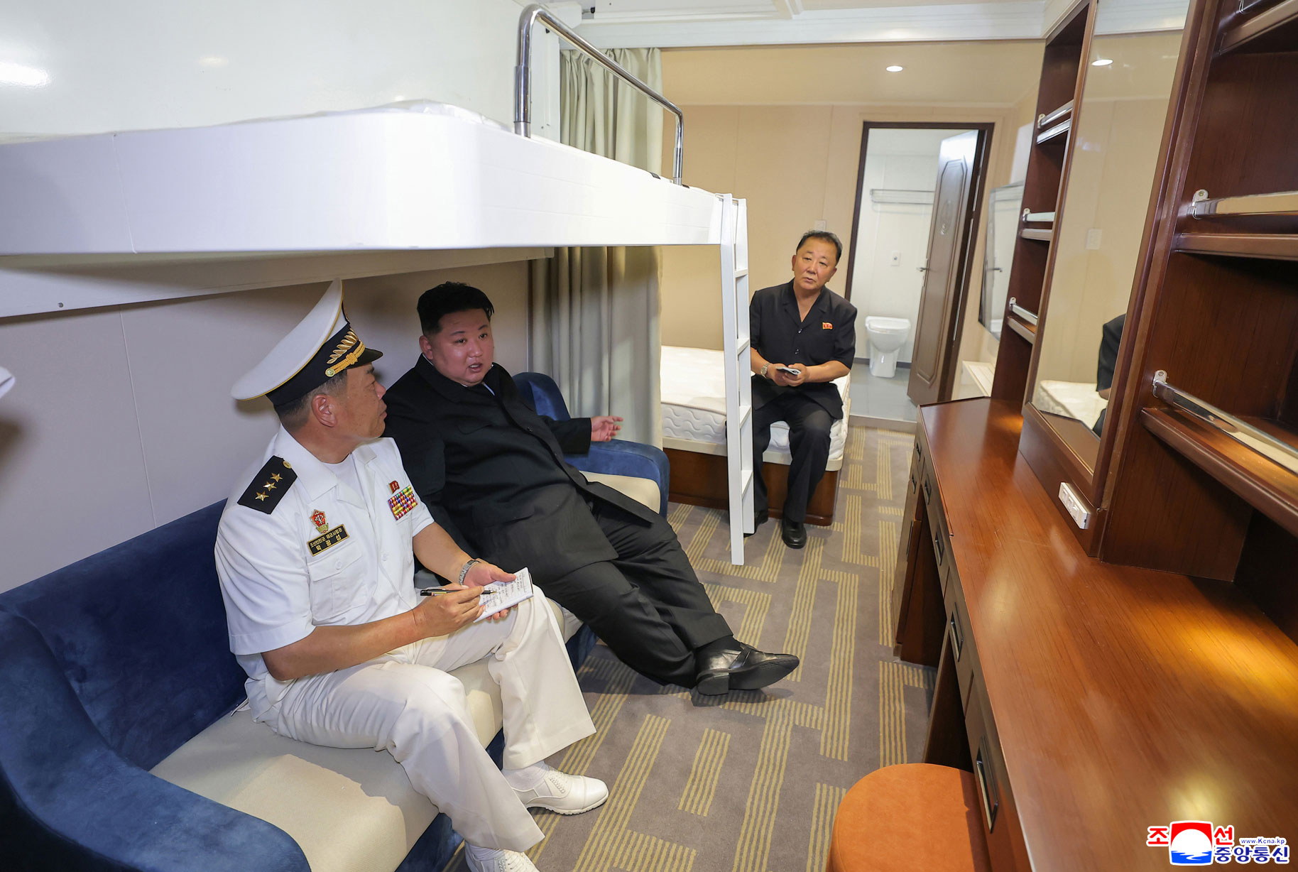 Respected Comrade Kim Jong Un visits Destroyer "Choe Hyon" and learns about training and life of sailors
