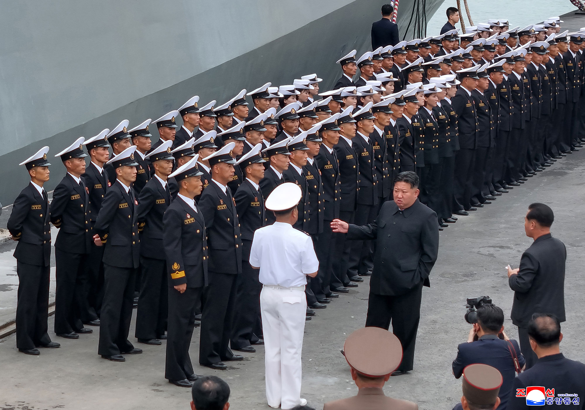 Respected Comrade Kim Jong Un visits Destroyer "Choe Hyon" and learns about training and life of sailors