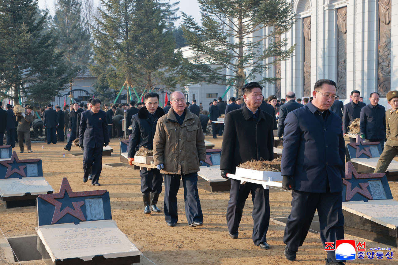 Turf planted in yard with tombs of heroes of Memorial Museum of Combat Feats at Overseas Military Operations